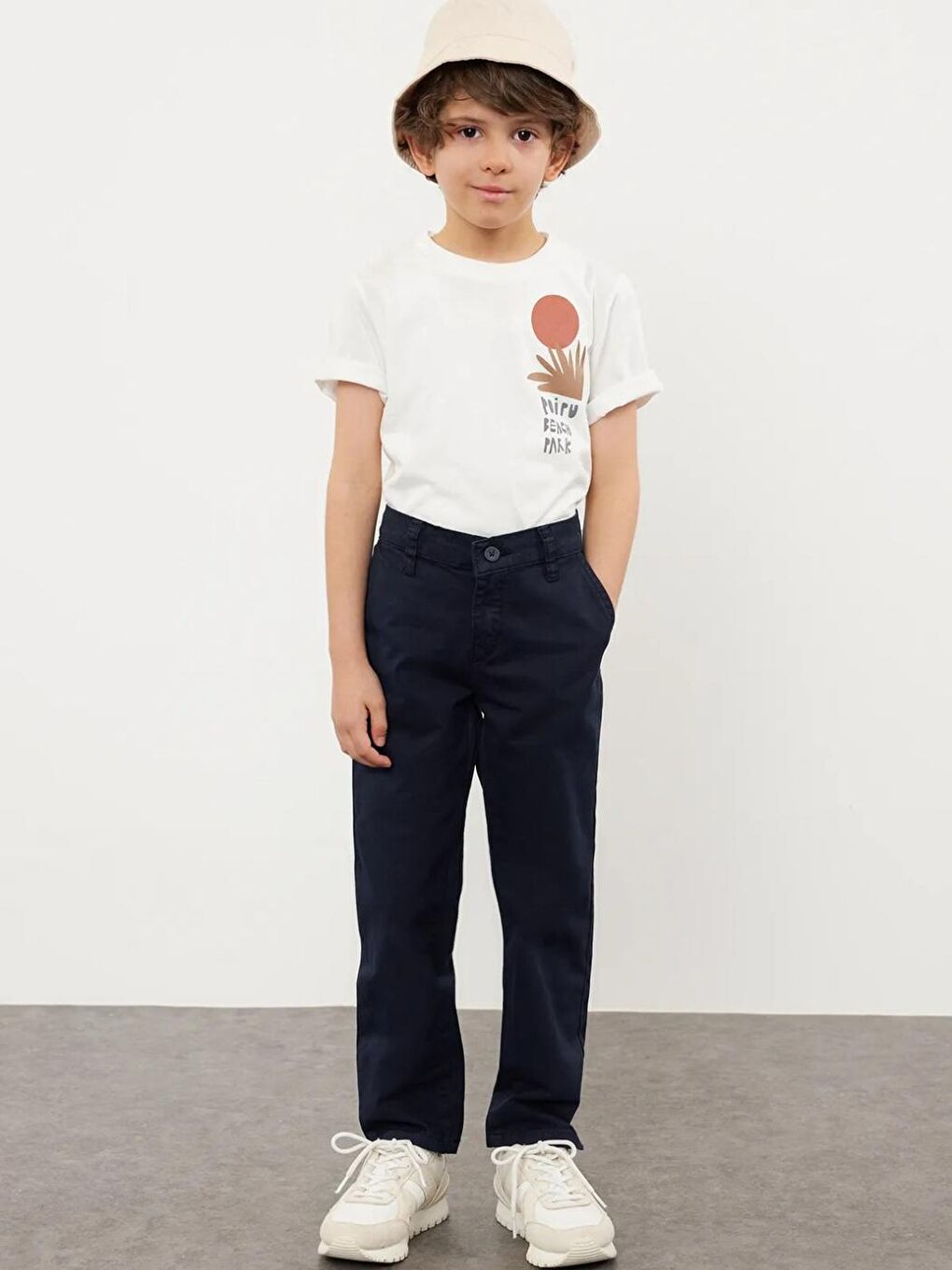 Erkek Çocuk Regular Chino Dokuma Lacivert Okul Pantolon