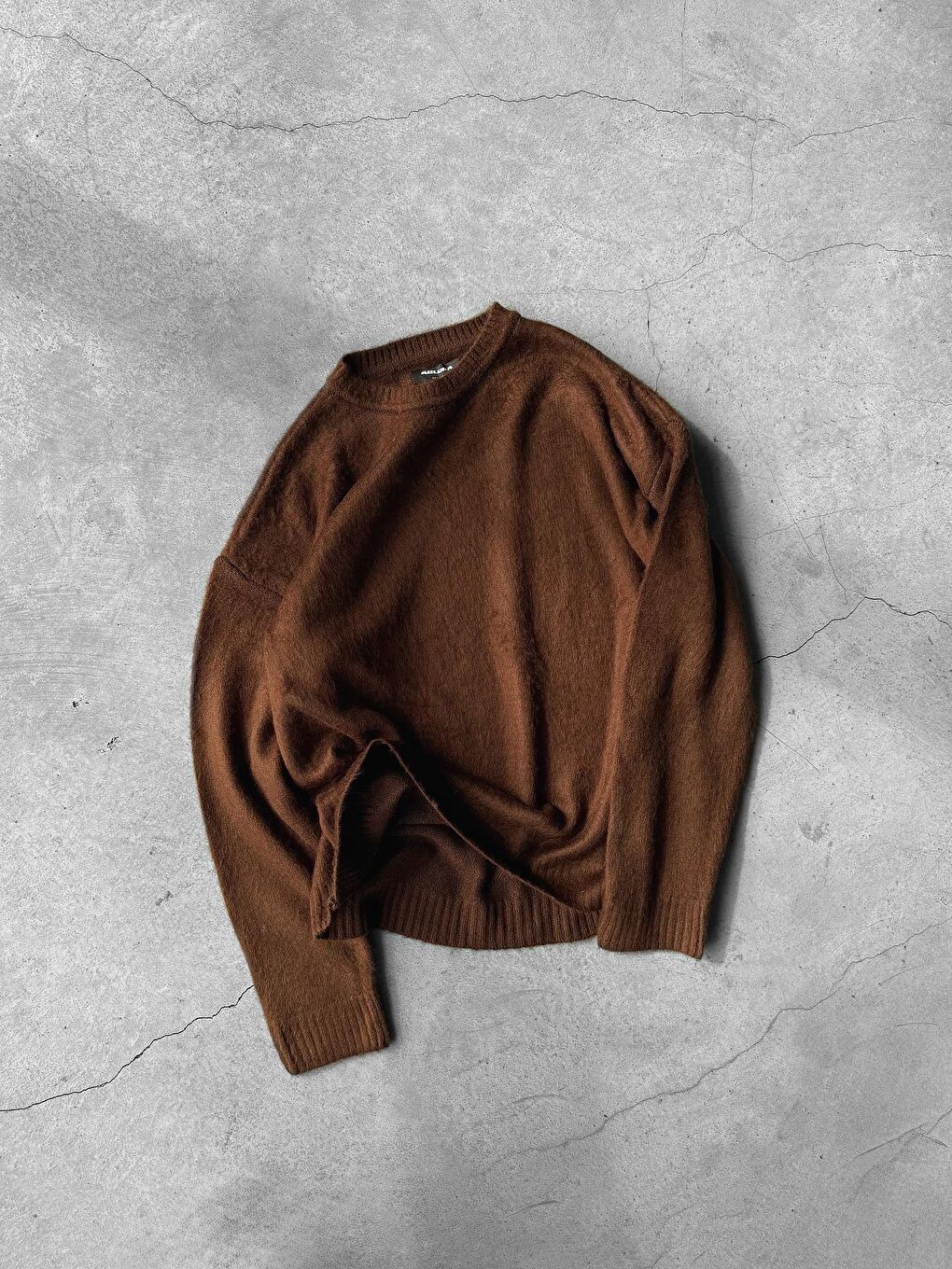 Kahverengi Erkek Oversize Yumuşak Dokulu Kazak Kahve