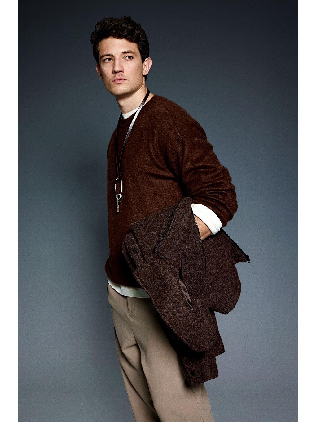 Kahverengi Erkek Oversize Yumuşak Dokulu Kazak Kahve-3