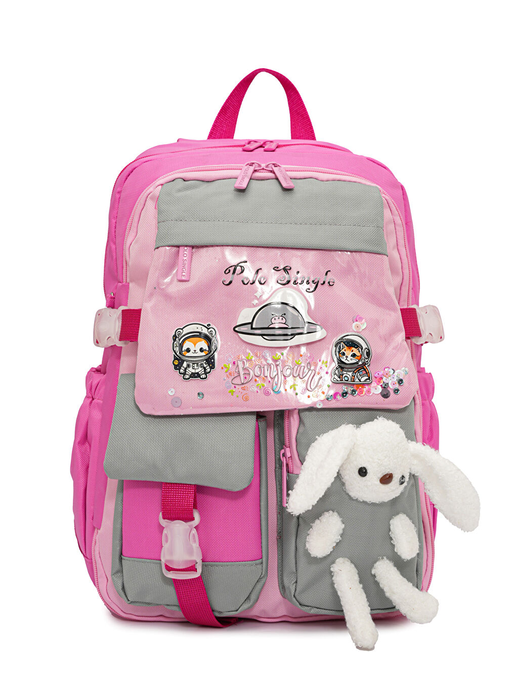 Pelüş Tavşanlı Kız Çocuk İlkokul Çanta Seti-2