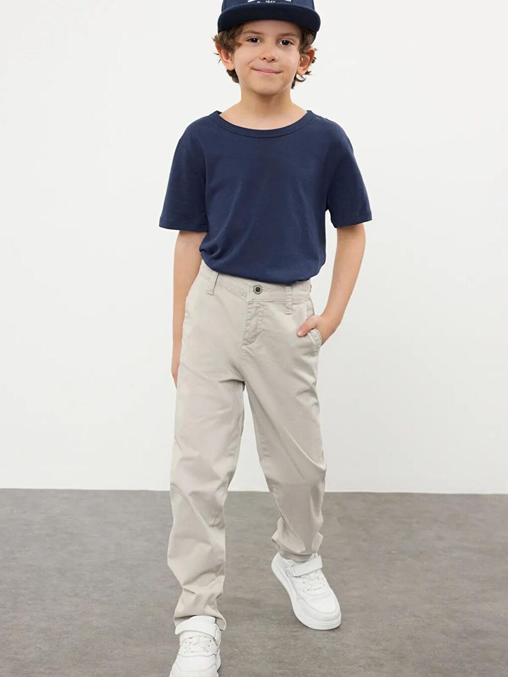 Gri Erkek Çocuk Regular Chino Dokuma Okul Pantolon