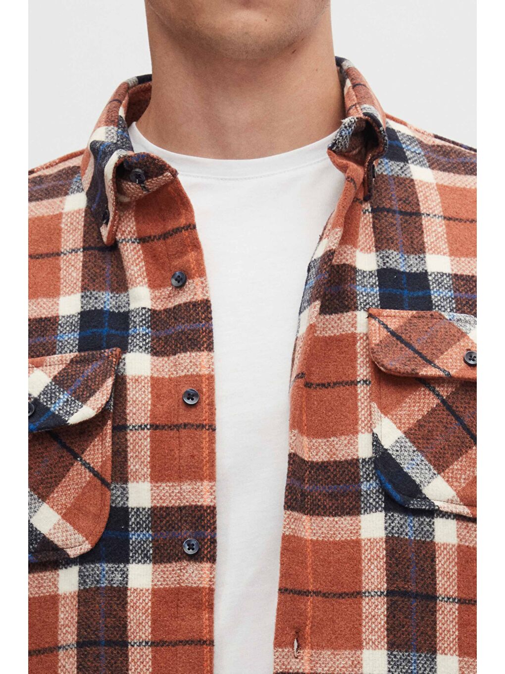 Kahverengi Slim Fit Tarçın Ekose Oduncu Gömlek-2