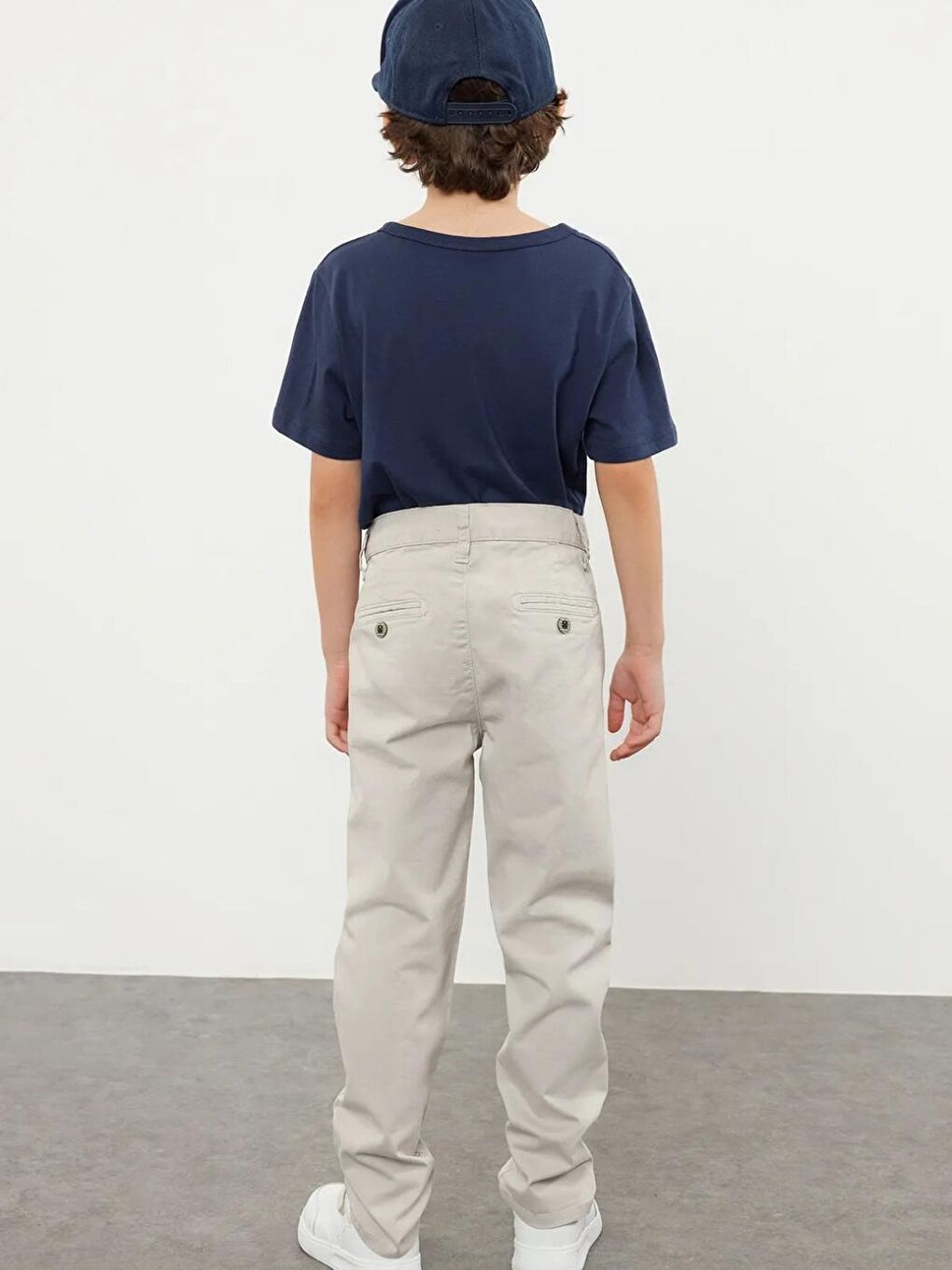 Gri Erkek Çocuk Regular Chino Dokuma Okul Pantolon-1