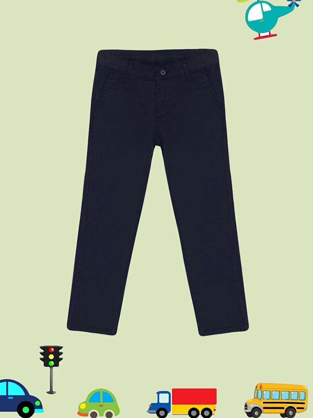 Erkek Çocuk Regular Chino Dokuma Lacivert Okul Pantolon-2