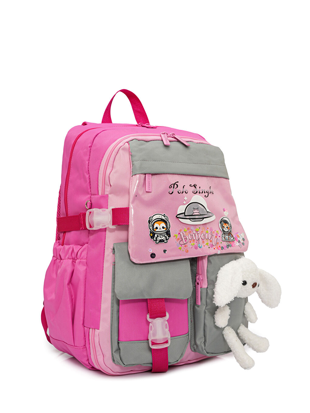 Pelüş Tavşanlı Kız Çocuk İlkokul Çanta Seti-3