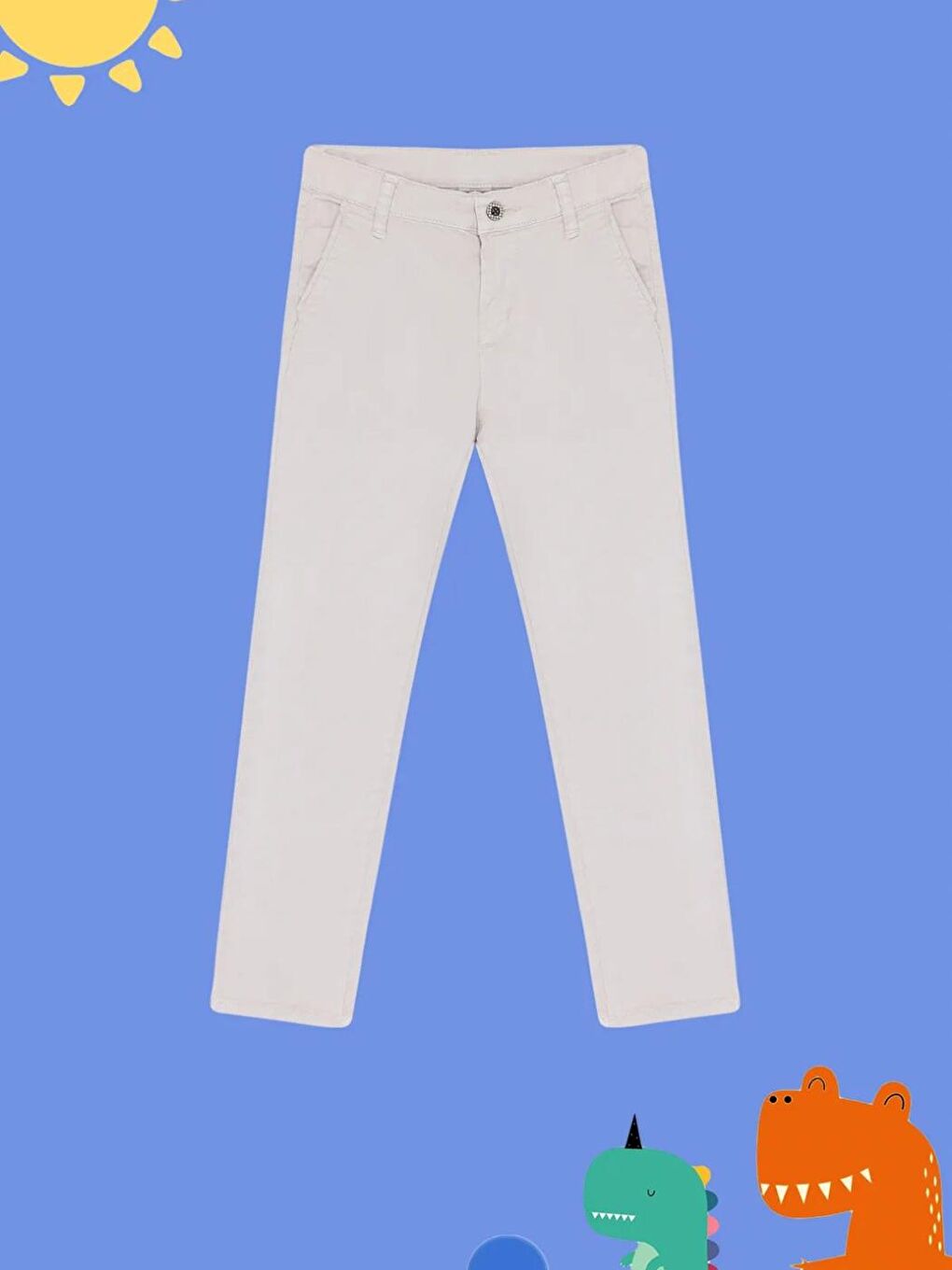 Gri Erkek Çocuk Regular Chino Dokuma Okul Pantolon-2