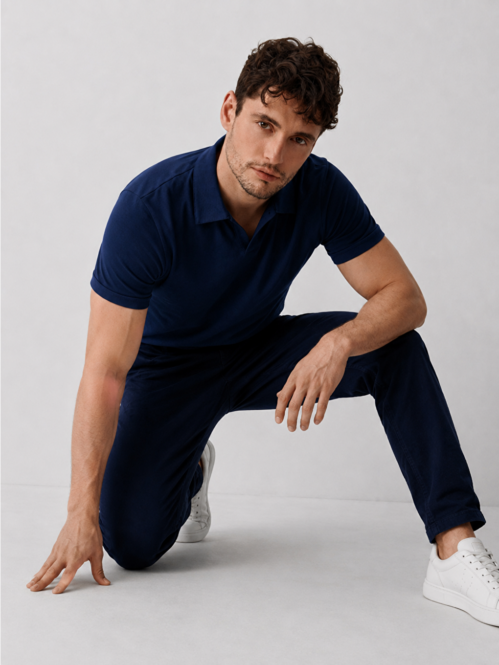 Erkek Polo Yaka Premium Comfort Spor Lacivert Tişört-1