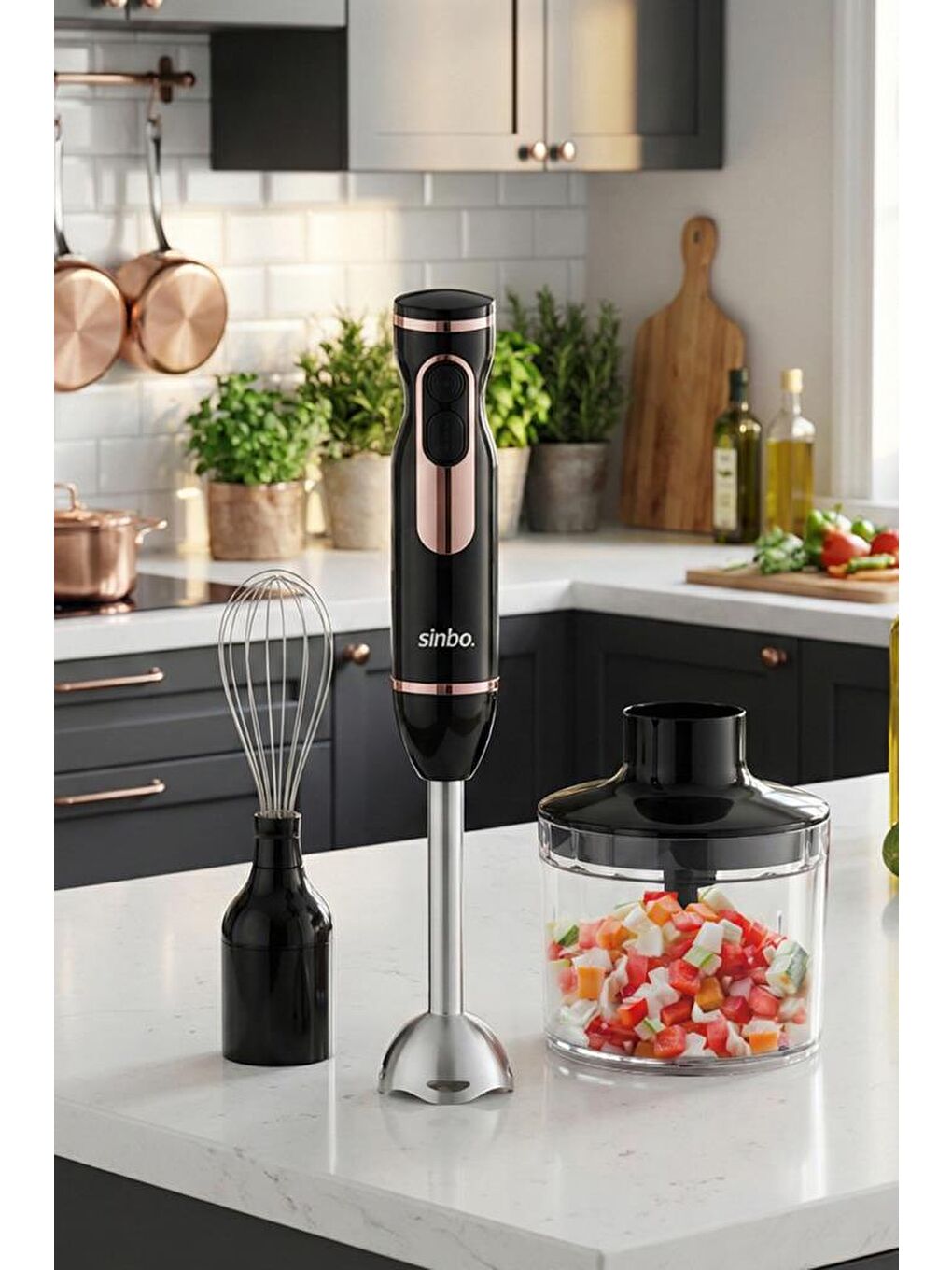 SHB-7529 Çok Fonksiyonlu El Blender Seti – Doğrayıcı & Çırpıcı Aparatlı-4