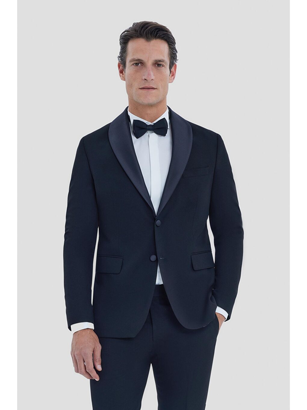 Erkek Siyah Regular Fit Düz Şal Yaka Smokin & Damatlık-0