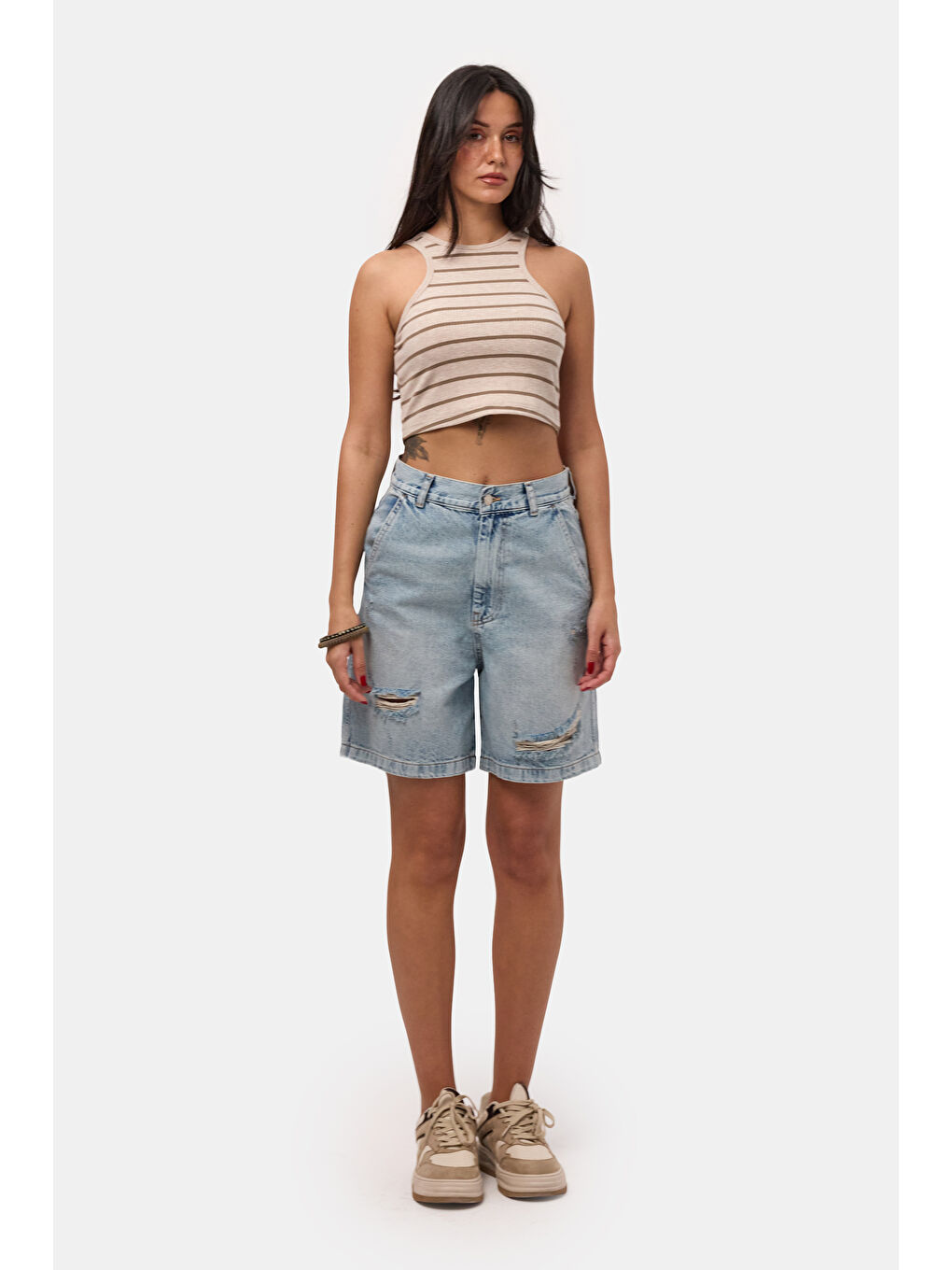 Mavi Kadın Jean Rengi 12s6-32 Skater Fit Denim Bermuda Şort