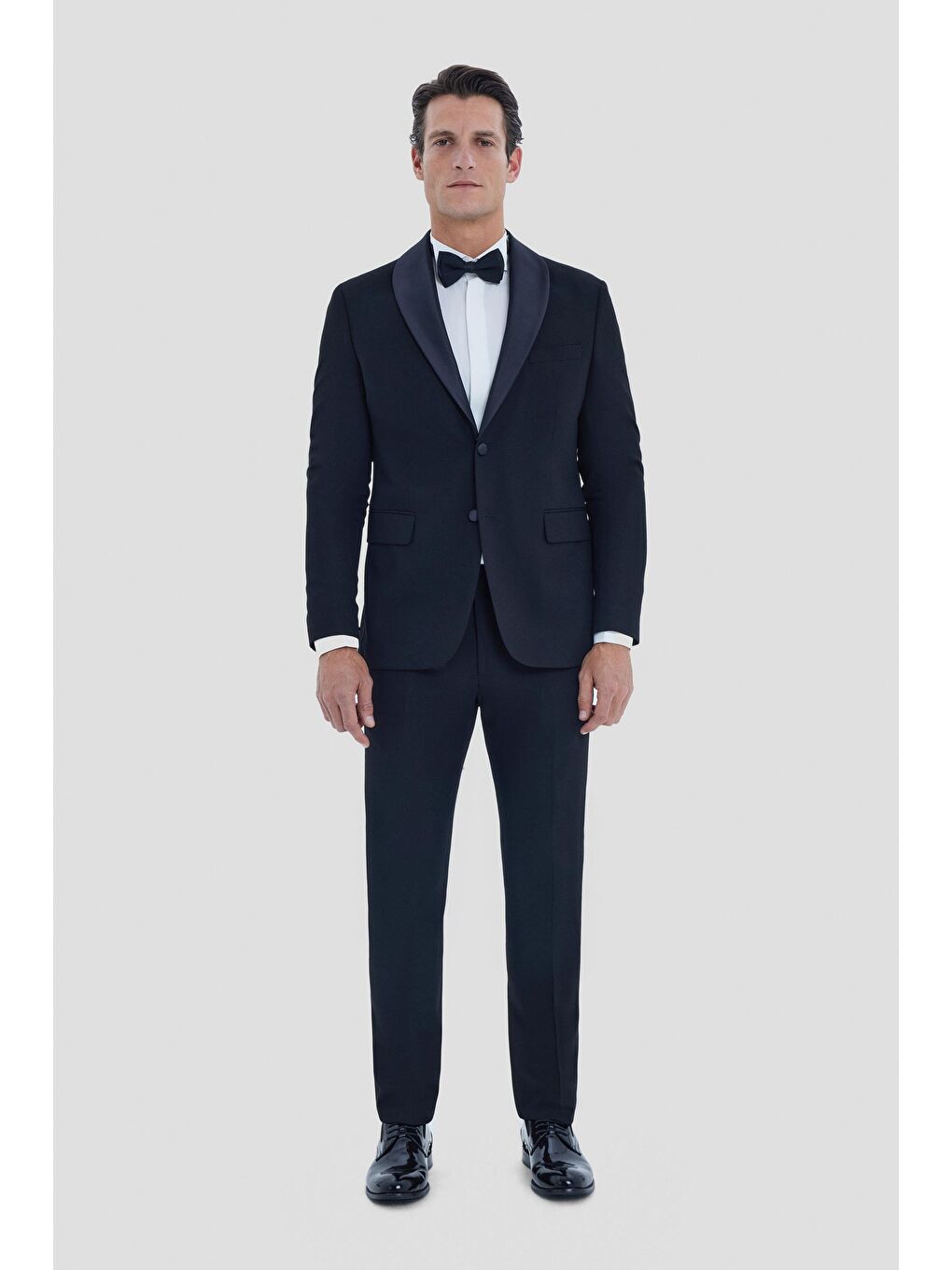 Erkek Siyah Regular Fit Düz Şal Yaka Smokin & Damatlık-1