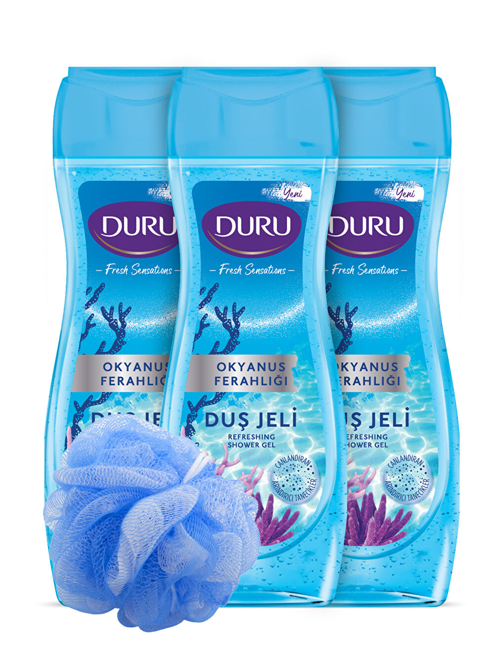 Duru Beyaz Fresh Sensations Okyanus Ferahlığı Duş Jeli 3x450ml Banyo Lifi Ile Birlikte