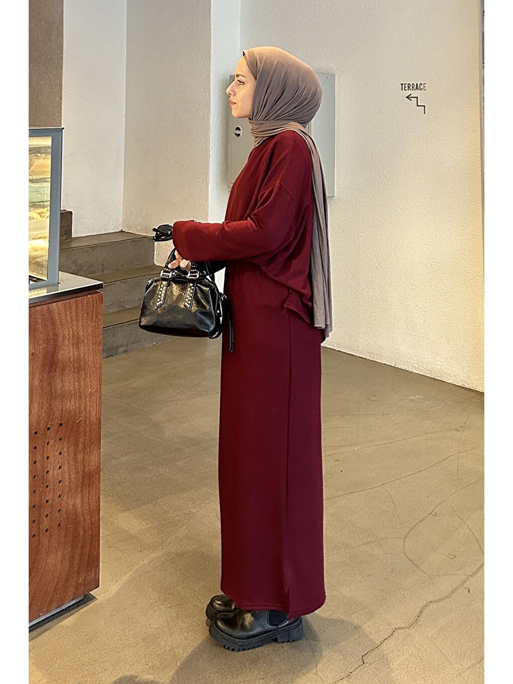 Kristal Etekli Takım Bordo-1