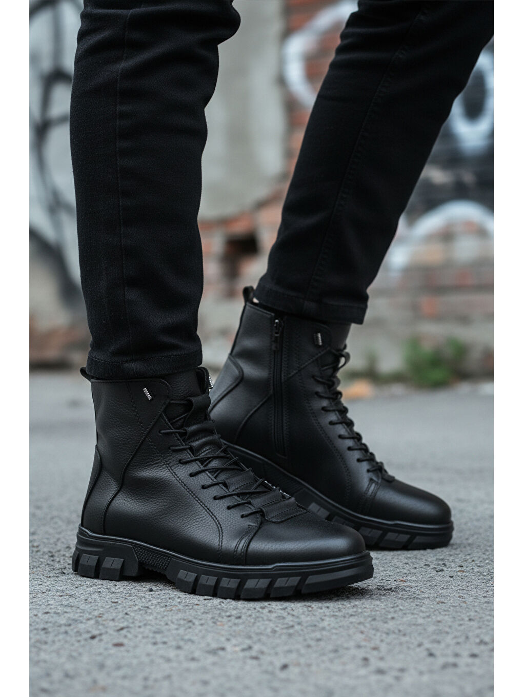 Siyah İçi Polarlı Kaymaz Fermuarlı Erkek Bot 660 M-2