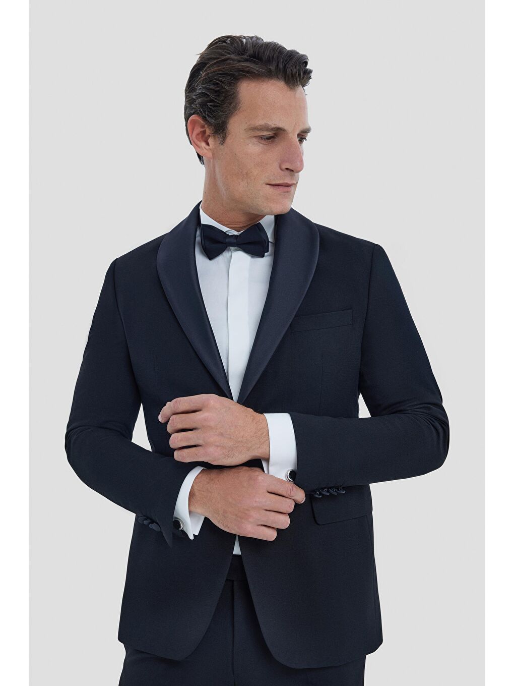 Erkek Siyah Regular Fit Düz Şal Yaka Smokin & Damatlık-3