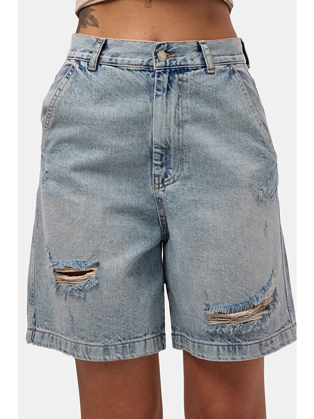 Mavi Kadın Jean Rengi 12s6-32 Skater Fit Denim Bermuda Şort-1