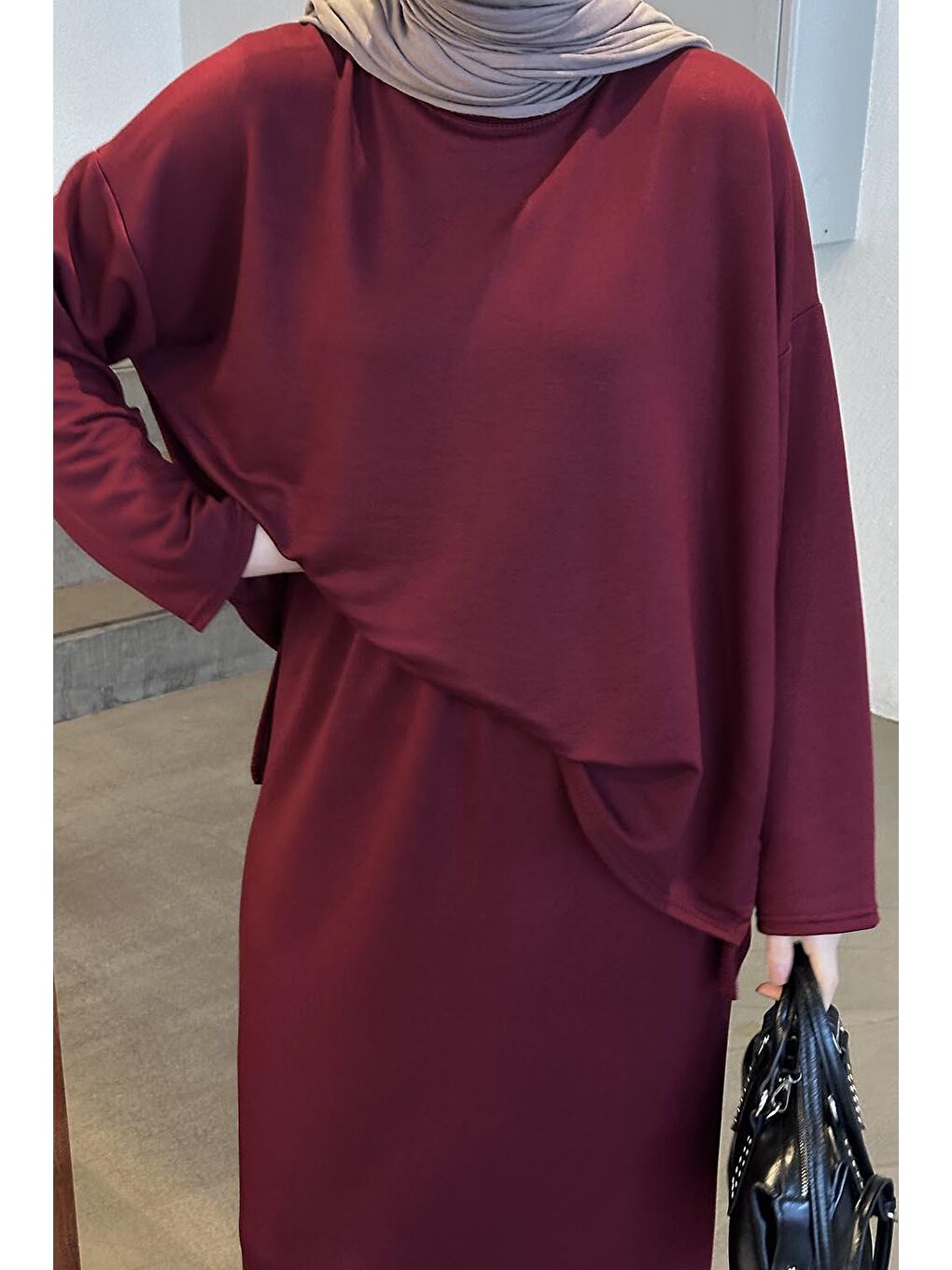 Kristal Etekli Takım Bordo-2