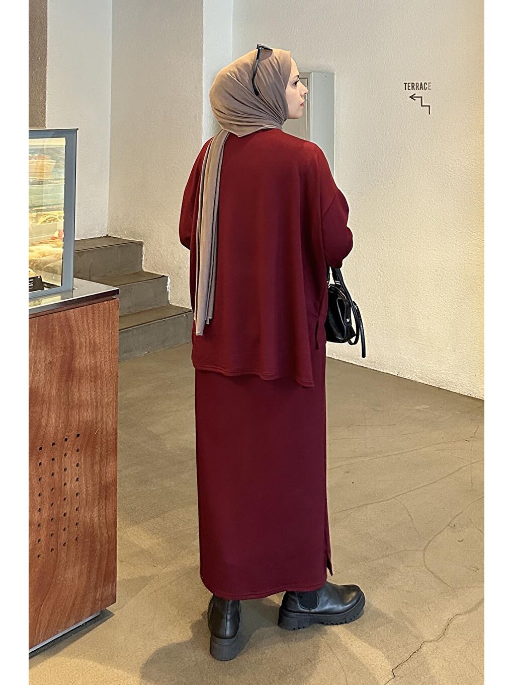 Kristal Etekli Takım Bordo-3