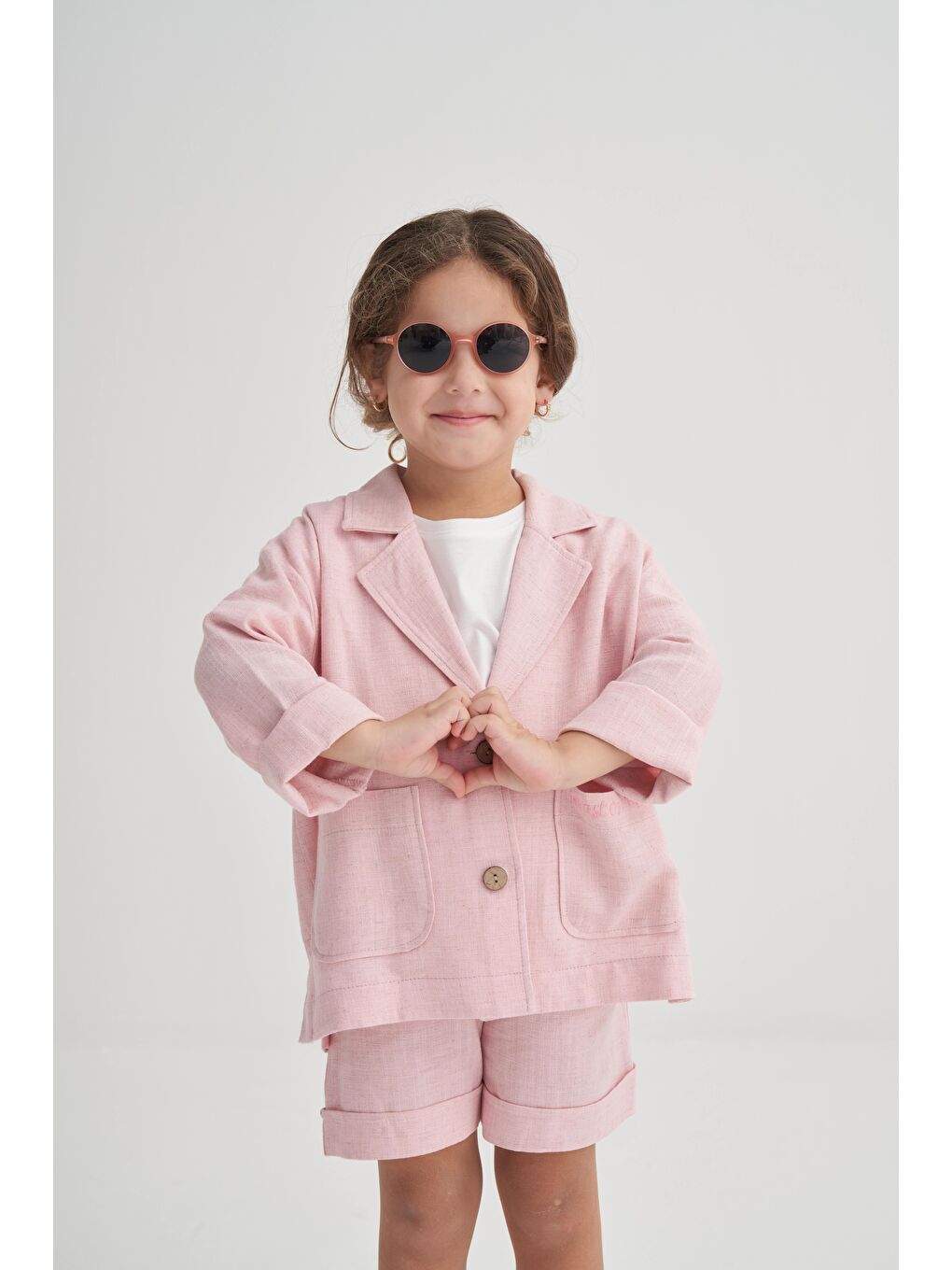 Kız Çocuk Pamuklu Pembe Ceket Ve Şort 2'Li Takım-2