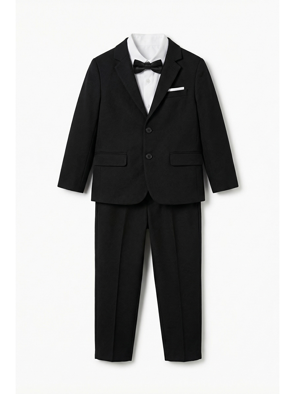 Erkek Çocuk Pamuklu Siyah Ceketli Klasik Smokin Takım (4 Parça)