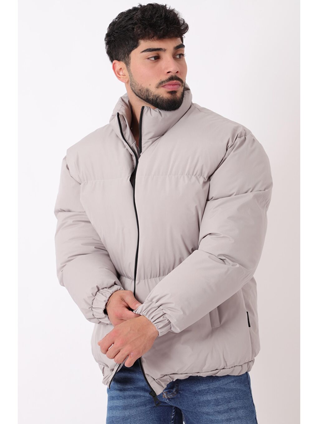 Bej Dik Yaka  Bomber Şişme Kışlık Mont PLDP 3018_50465