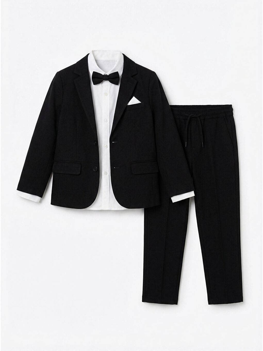 Erkek Çocuk Pamuklu Siyah Ceketli Klasik Smokin Takım (4 Parça)-2