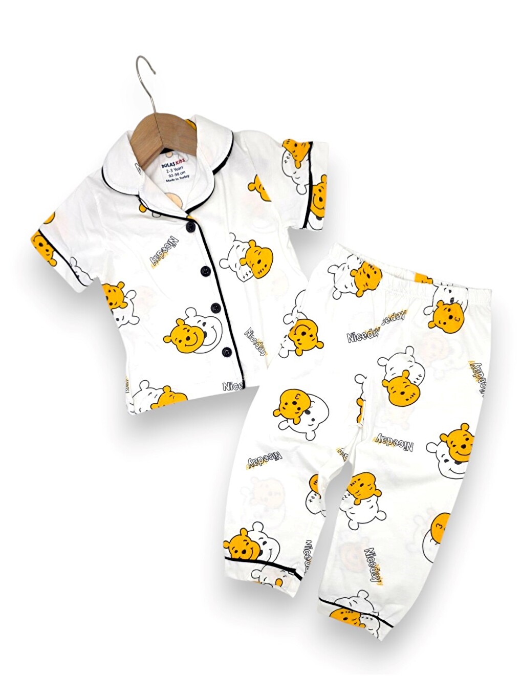 Ekru Erkek Çocuk Yazlık Pooh Baskılı Pijama Takımı R2706-2