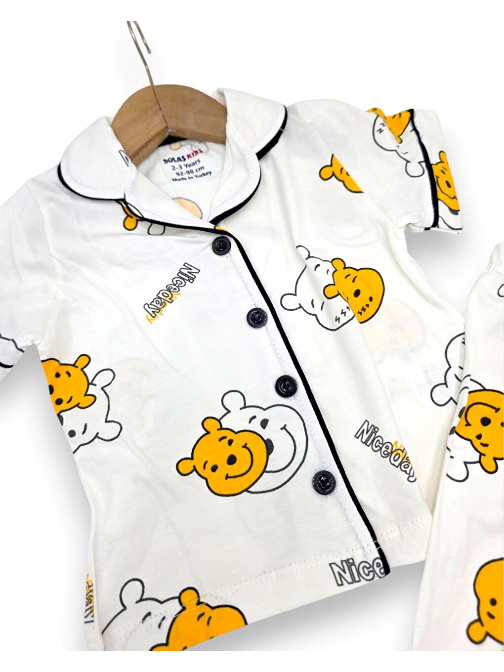 Ekru Erkek Çocuk Yazlık Pooh Baskılı Pijama Takımı R2706-4