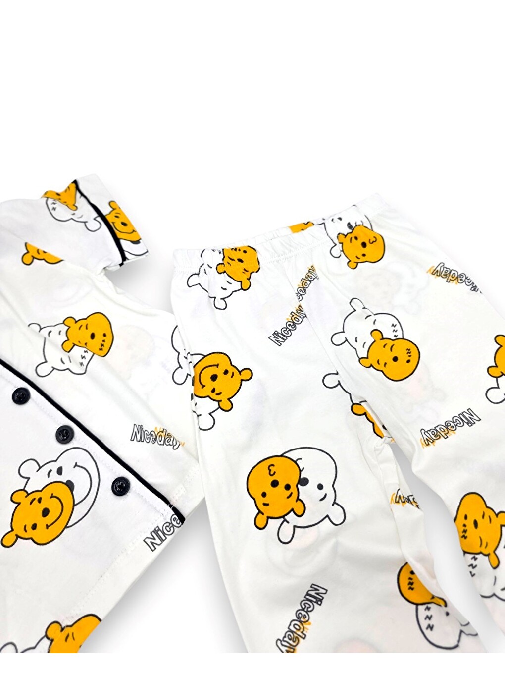 Ekru Erkek Çocuk Yazlık Pooh Baskılı Pijama Takımı R2706-5