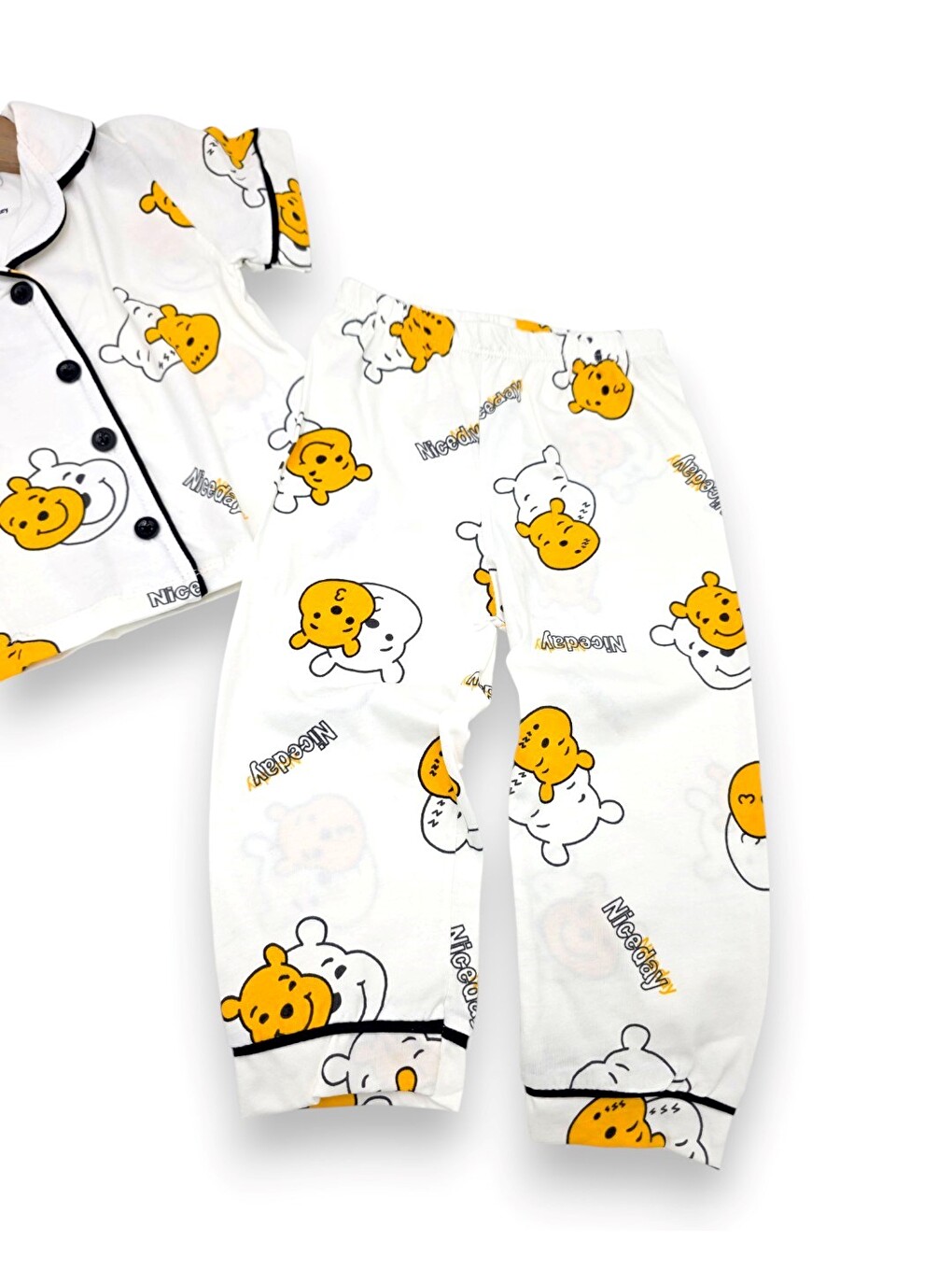Ekru Erkek Çocuk Yazlık Pooh Baskılı Pijama Takımı R2706-6