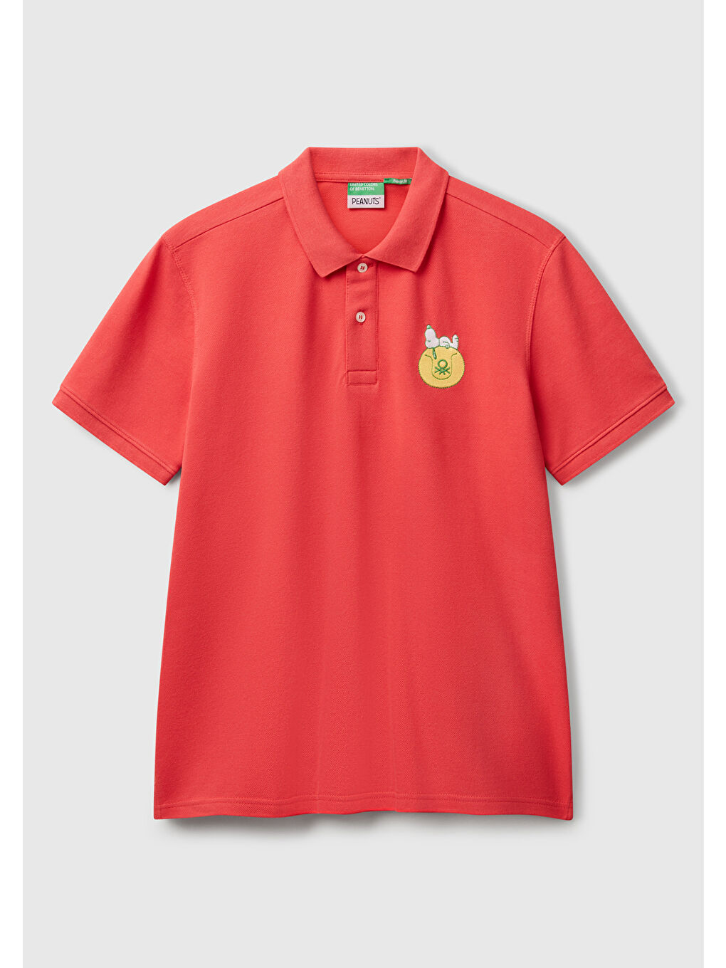 Erkek Turuncu %100 Pamuk Peanuts Baskılı Polo T-Shirt-1