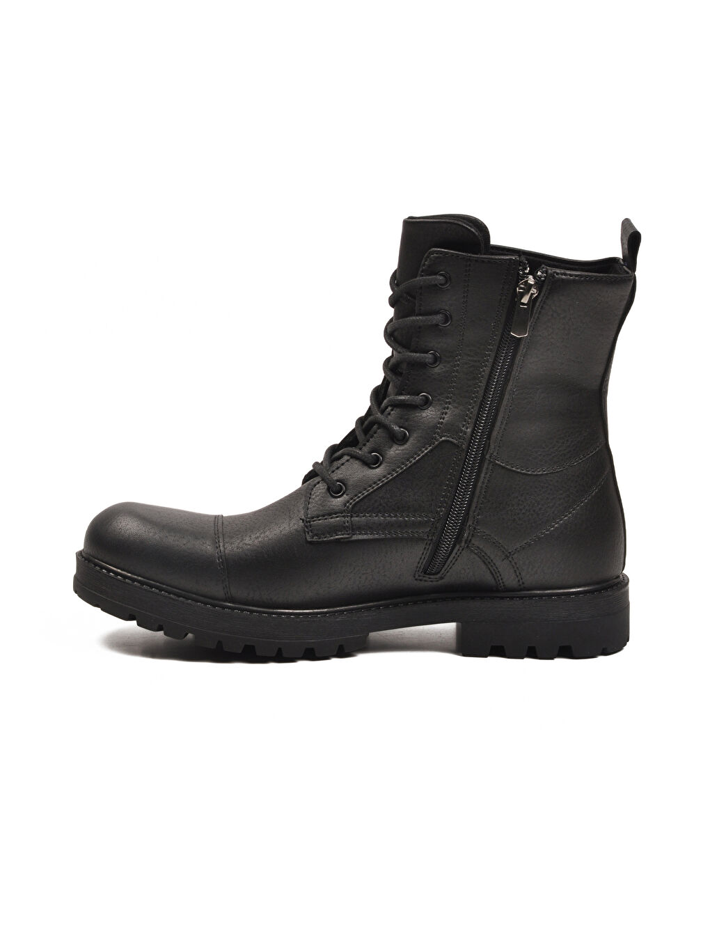 Siyah İçi Polarlı Kaymaz Bağcıklı Fermuarlı Erkek Postal Bot 347 M-1