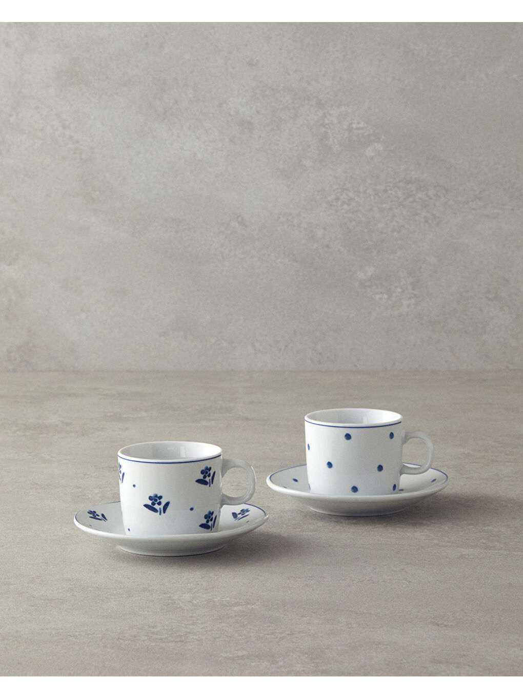 Flower Touch Porselen 4 Parça 2 Kişilik Kahve Fincan Takımı Lacivert