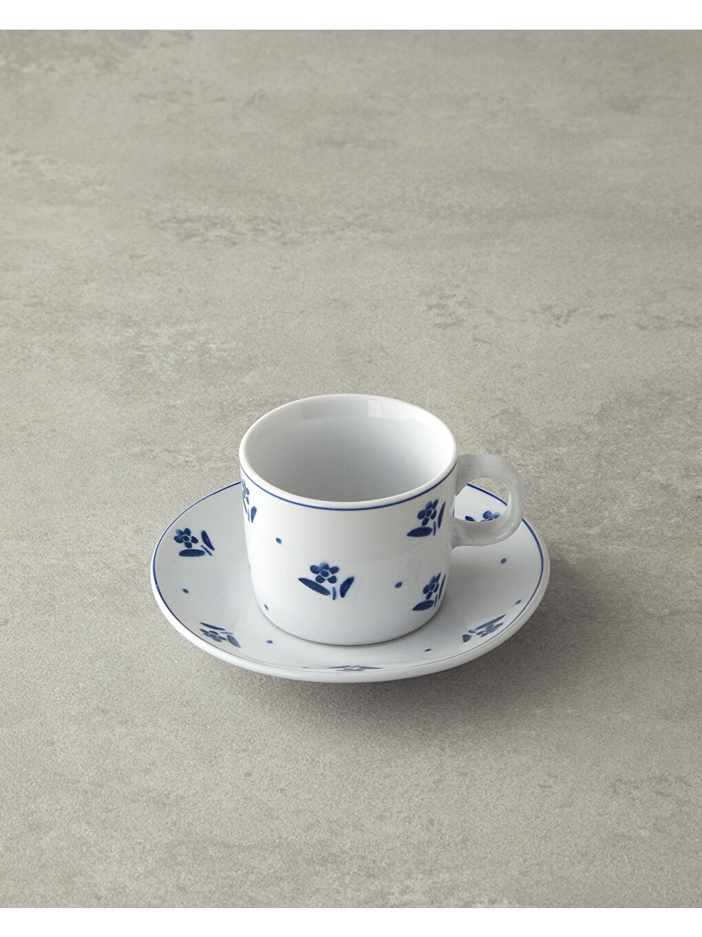 Flower Touch Porselen 4 Parça 2 Kişilik Kahve Fincan Takımı Lacivert-1