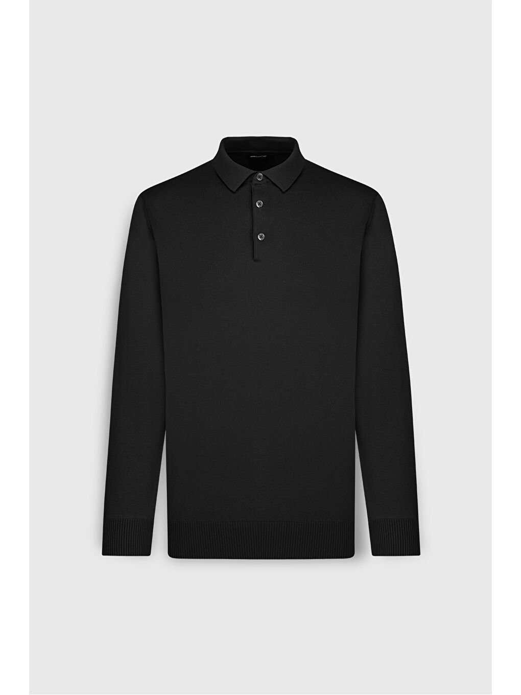 Erkek Siyah Pamuklu Standart Fit Normal Kesim Polo Yaka Triko Kazak-5