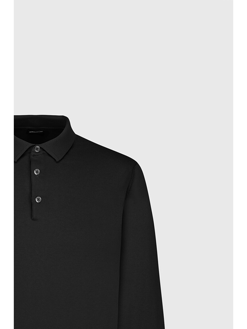 Erkek Siyah Pamuklu Standart Fit Normal Kesim Polo Yaka Triko Kazak-6