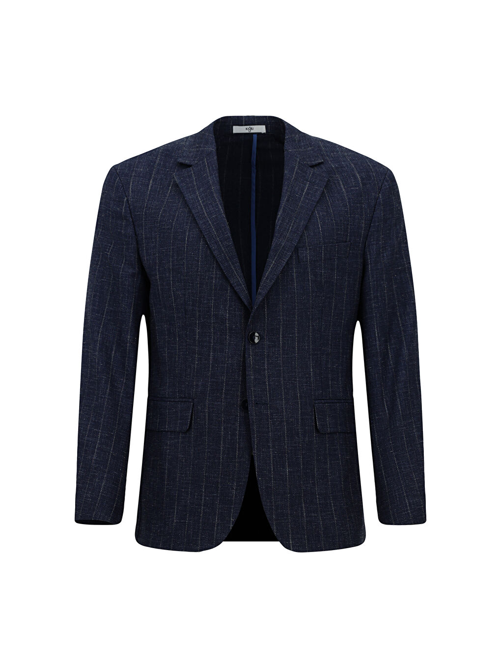 Lacivert Regular Fit Ketenli Çizgili Klasik Ceket