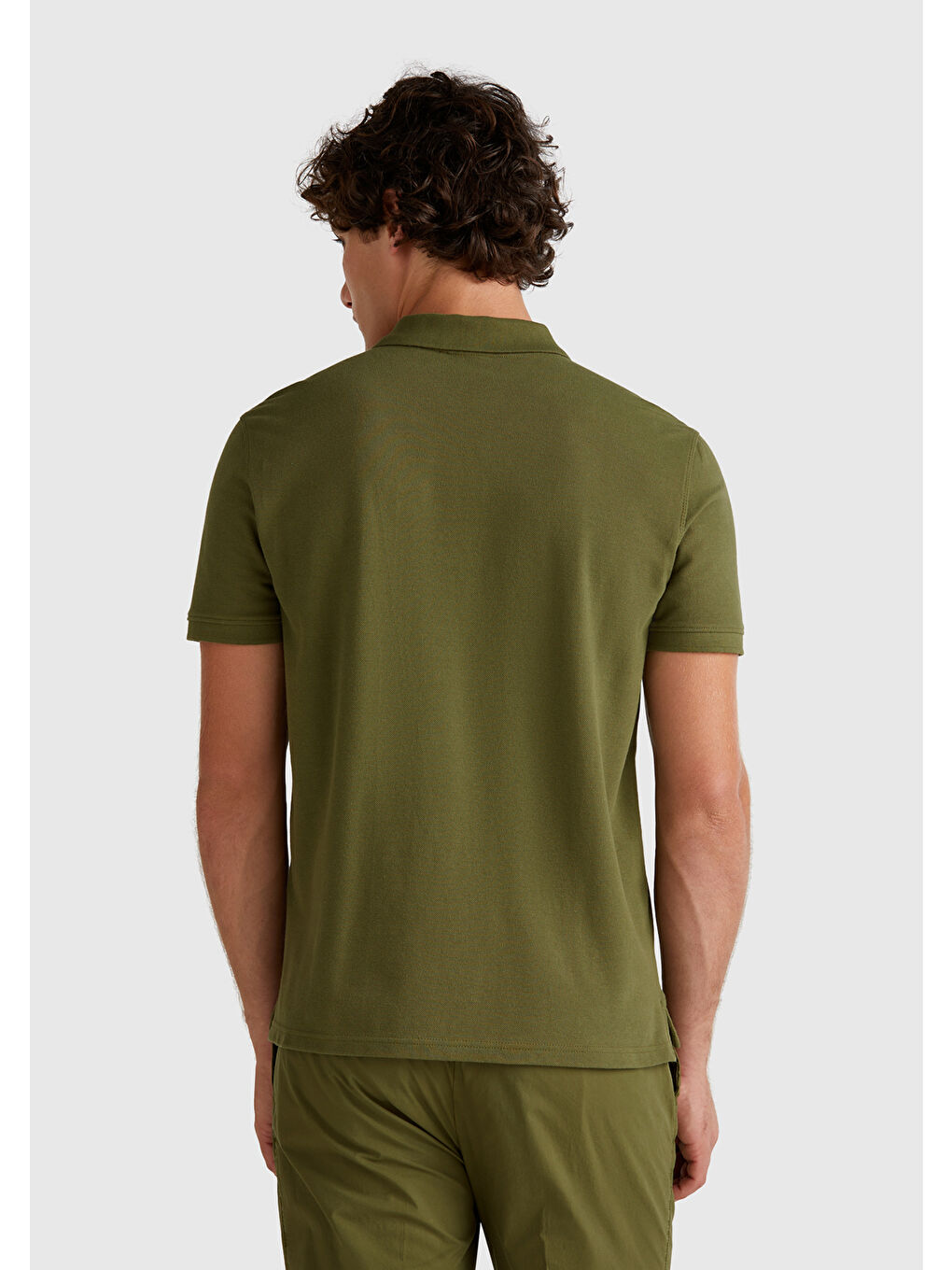 Erkek Haki %100 Pamuk Peanuts Baskılı Polo T-Shirt-2