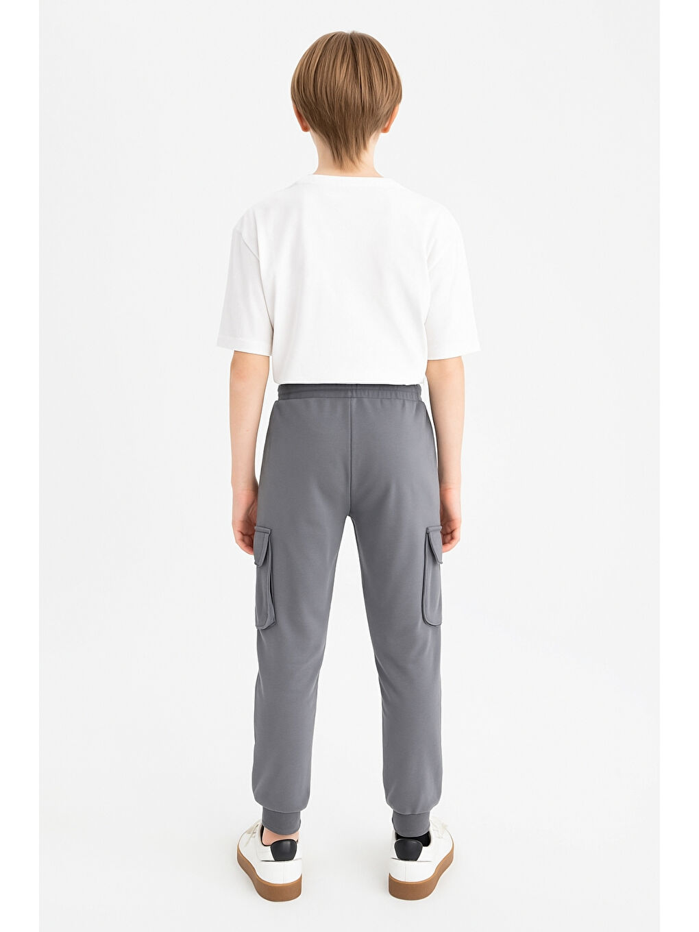 Gri Erkek Çocuk Basic Kargo Cepli Jogger Paça Okul Eşofman Altı AK2322-1-5