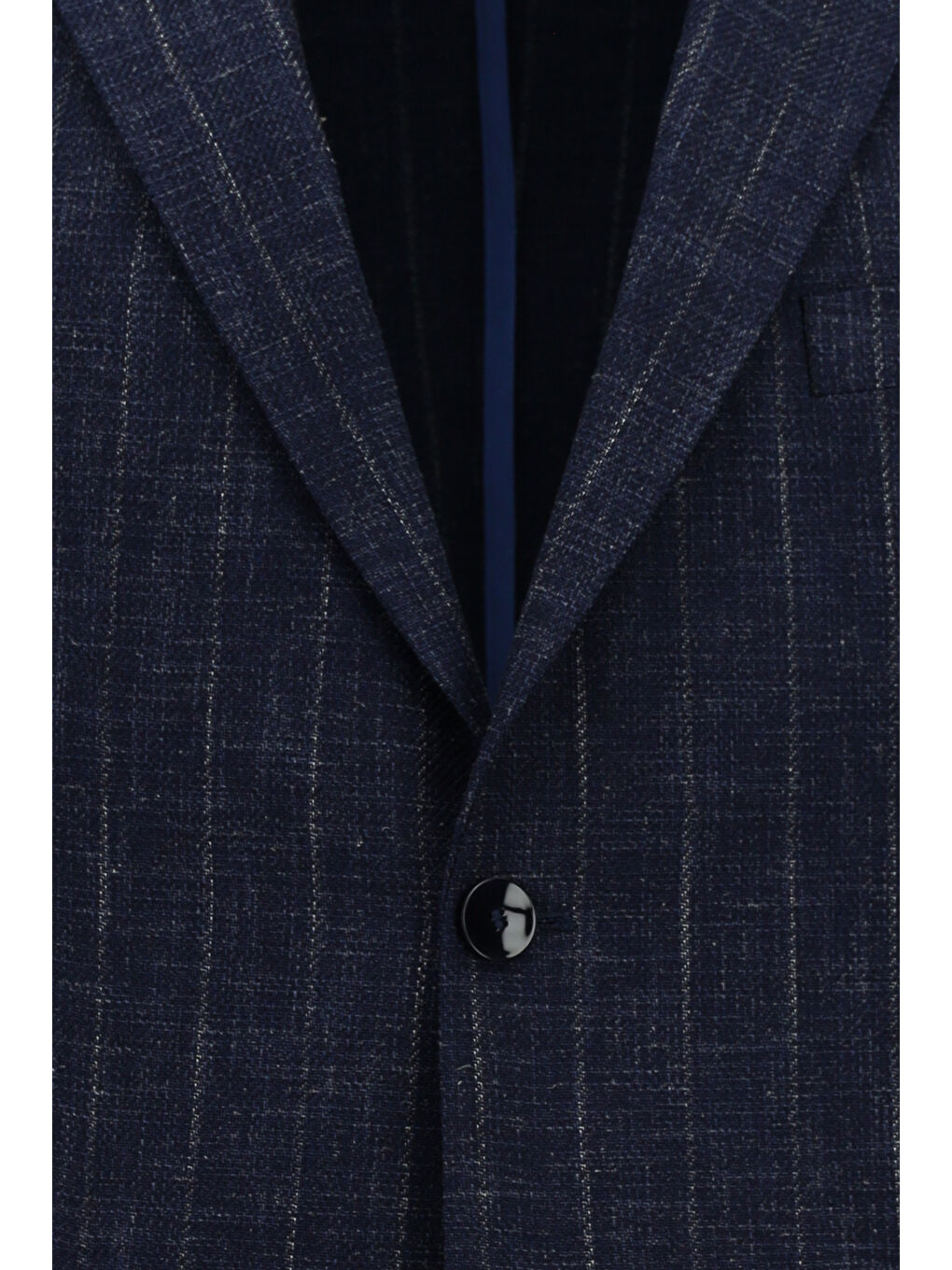 Lacivert Regular Fit Ketenli Çizgili Klasik Ceket-2