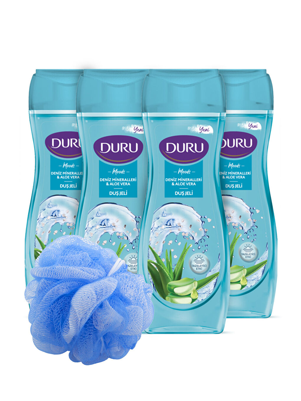 Duru Beyaz Moods Deniz Mineralleri & Aloe Vera Duş Jeli Duş Lifi Ile Birlikte 4x450ml