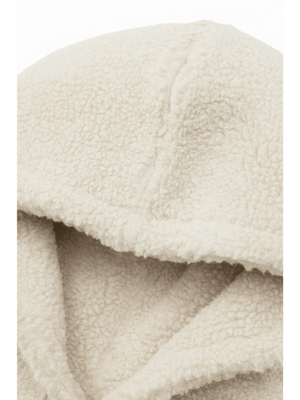 Ekru Genıus Store Erkek Kap&#252;şonlu Polar Sherpa Kuzu Kumaş İ&#231;i Şardonlu Kap&#252;şonlu Sweatshırt SHERPA-KAP-3