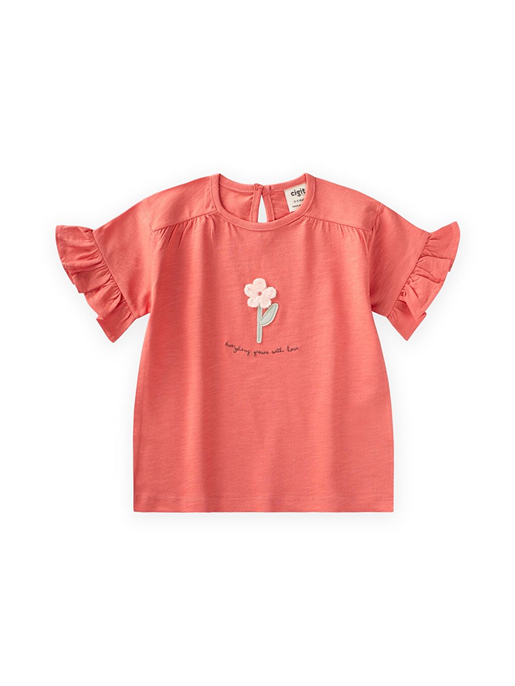 Aplikeli T-Shirt 2-8 Yaş Mercan