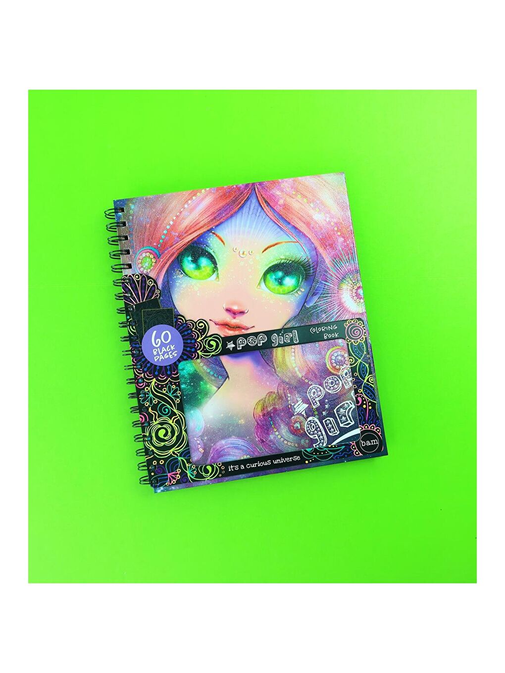 Pop Girl Siyah Sayfa Boyama Kitabı – 60 Sayfa Spiral Defter