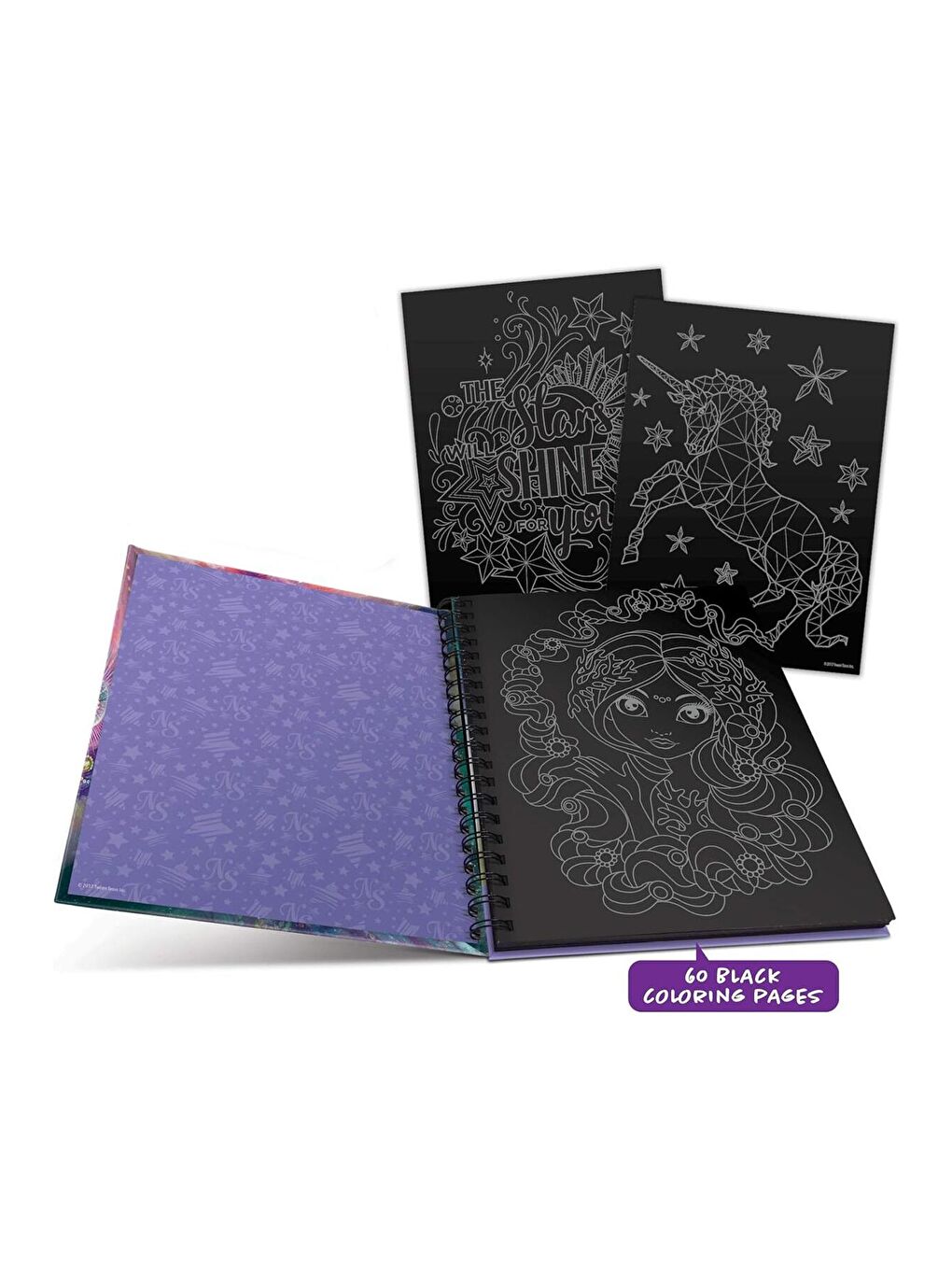 Pop Girl Siyah Sayfa Boyama Kitabı – 60 Sayfa Spiral Defter-1