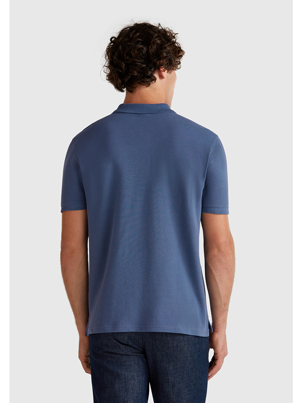 Erkek Mavi %100 Pamuk Peanuts Baskılı Polo T-Shirt-2