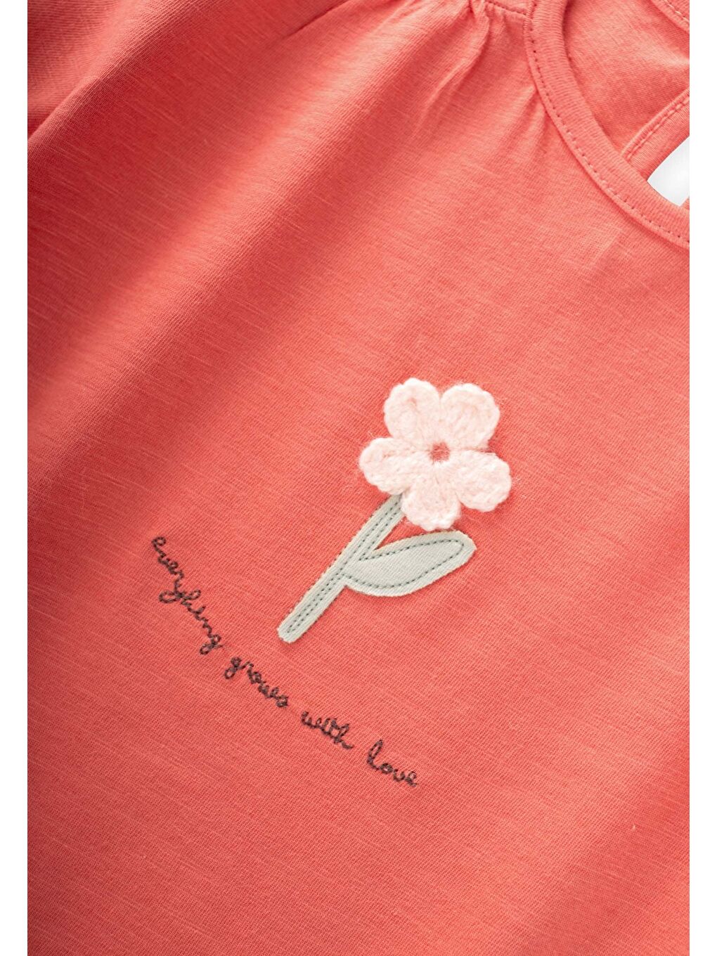 Aplikeli T-Shirt 2-8 Yaş Mercan-2