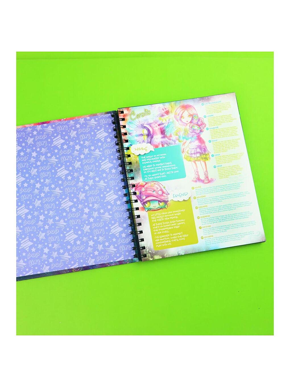 Pop Girl Siyah Sayfa Boyama Kitabı – 60 Sayfa Spiral Defter-3