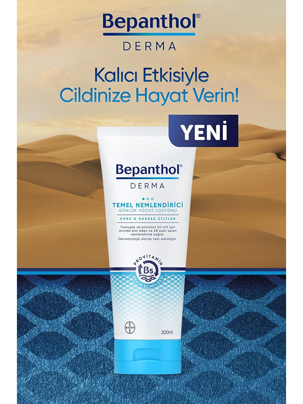 Bepanthol Derma Temel Nemlendirici Günlük Vücut Losyonu 200ml + Kadife Çanta - 1