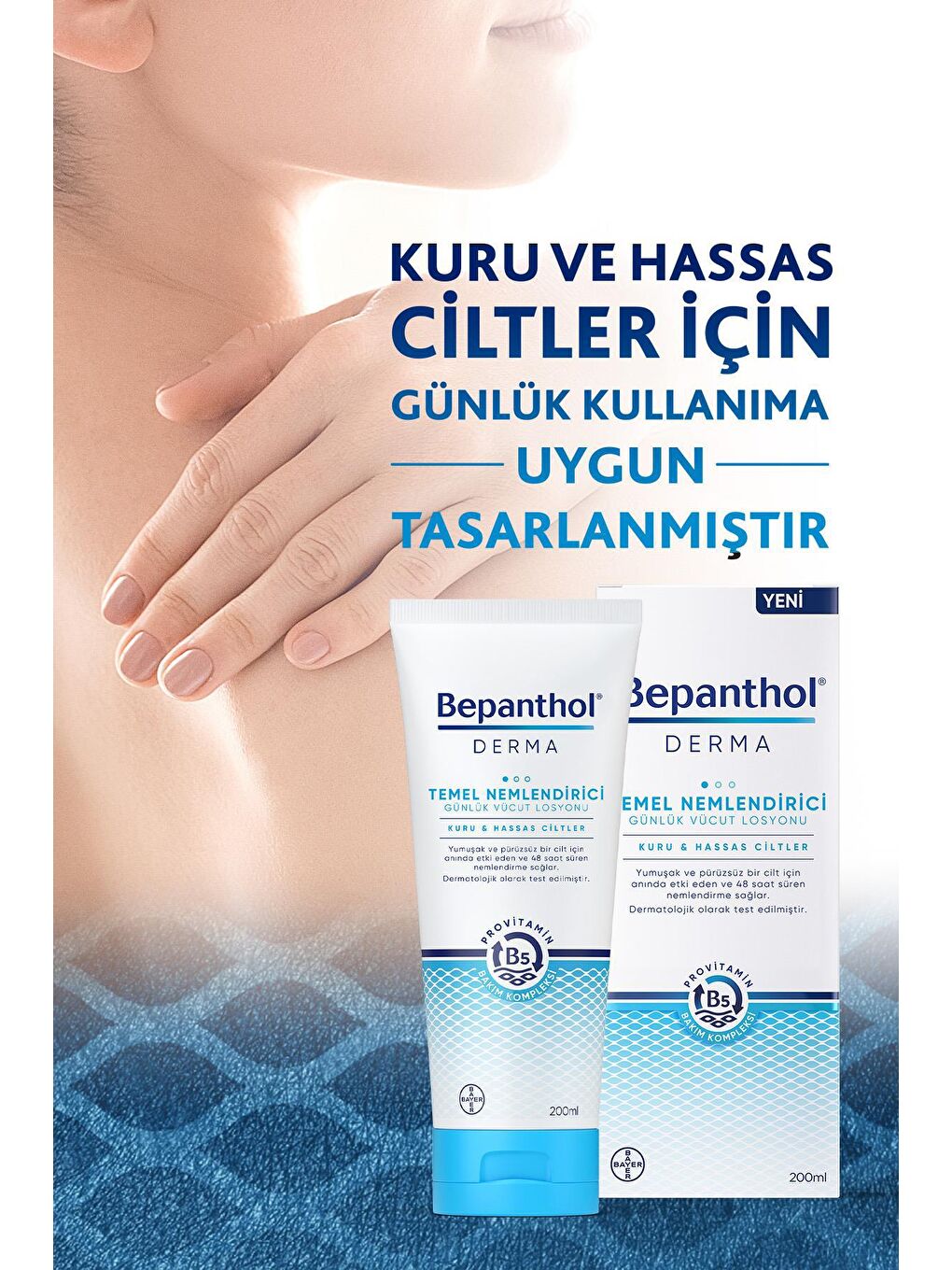 Bepanthol Derma Temel Nemlendirici Günlük Vücut Losyonu 200ml + Kadife Çanta - 2